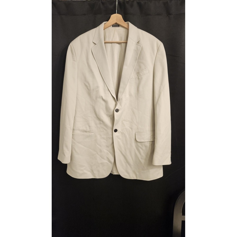 TravelSmith Blazer Mens 44L Beige 2 Button Mesh Lined Travel Jacket Sport Coat‎